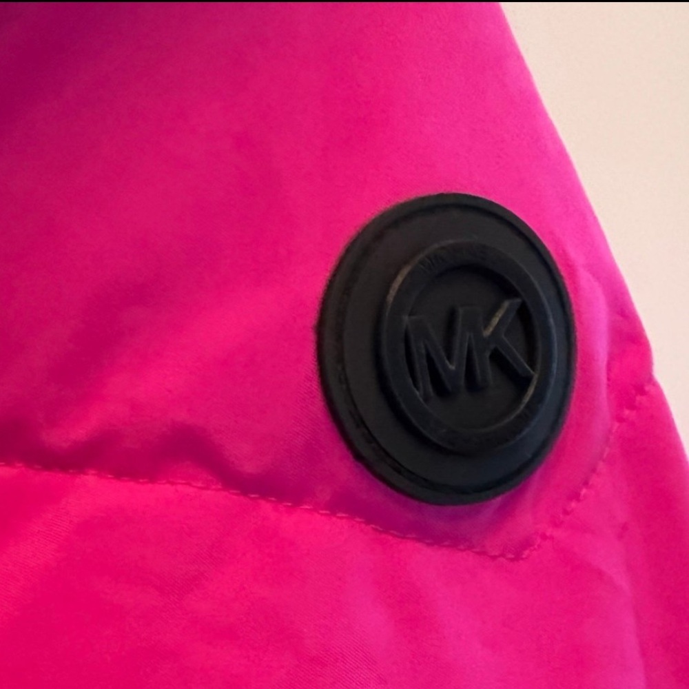 🆕MICHAEL Michael Kors Hot Pink Hooded Belted Puffer Coat ~New w/o tag! SIZE:S - Picture 5 of 9